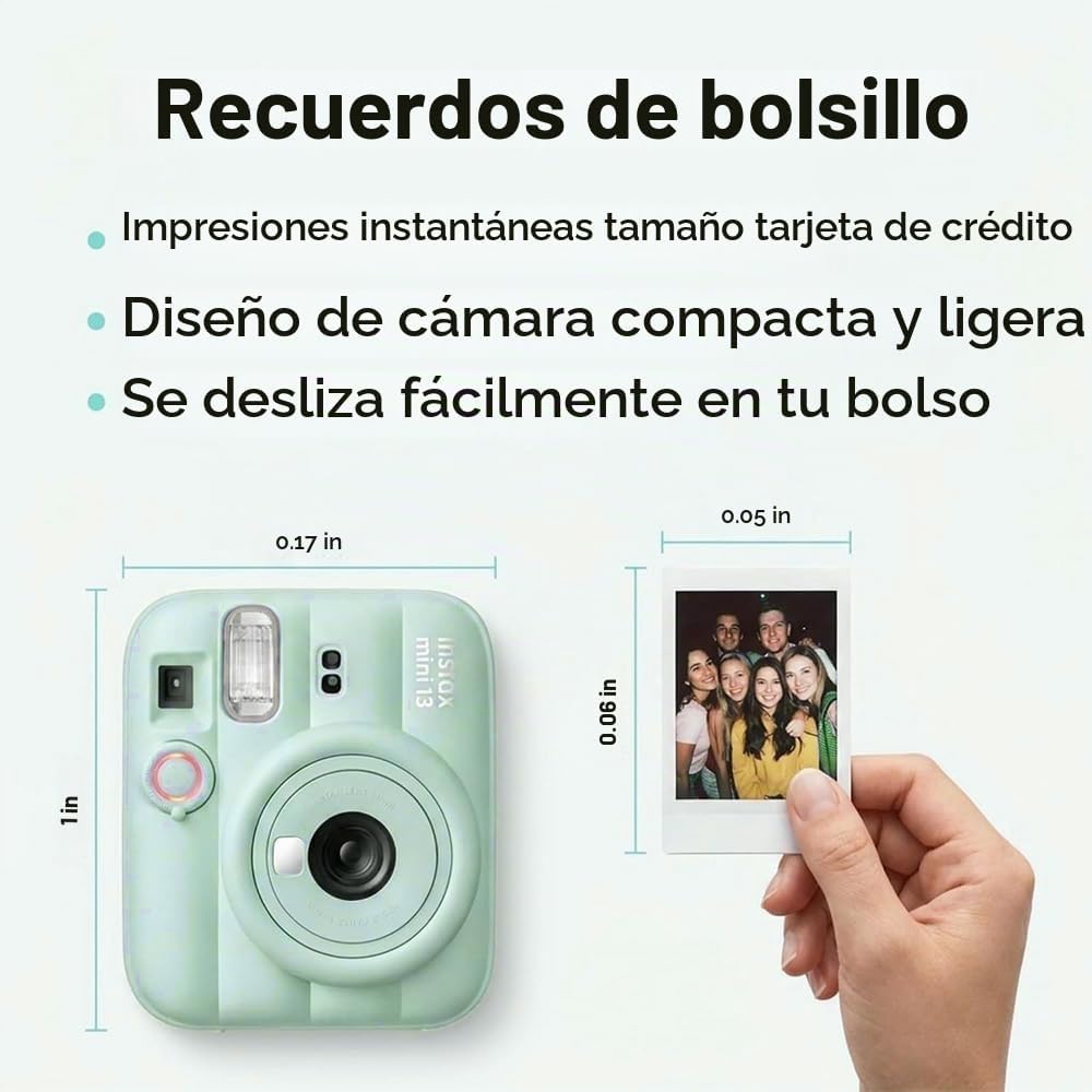 Cámara instantánea Fujifilm Instax Mini 13 verde con juego de pelíc...