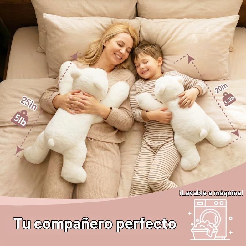 Niuniu Daddy Peluche de oso polar con peso para niños y adultos, 25...