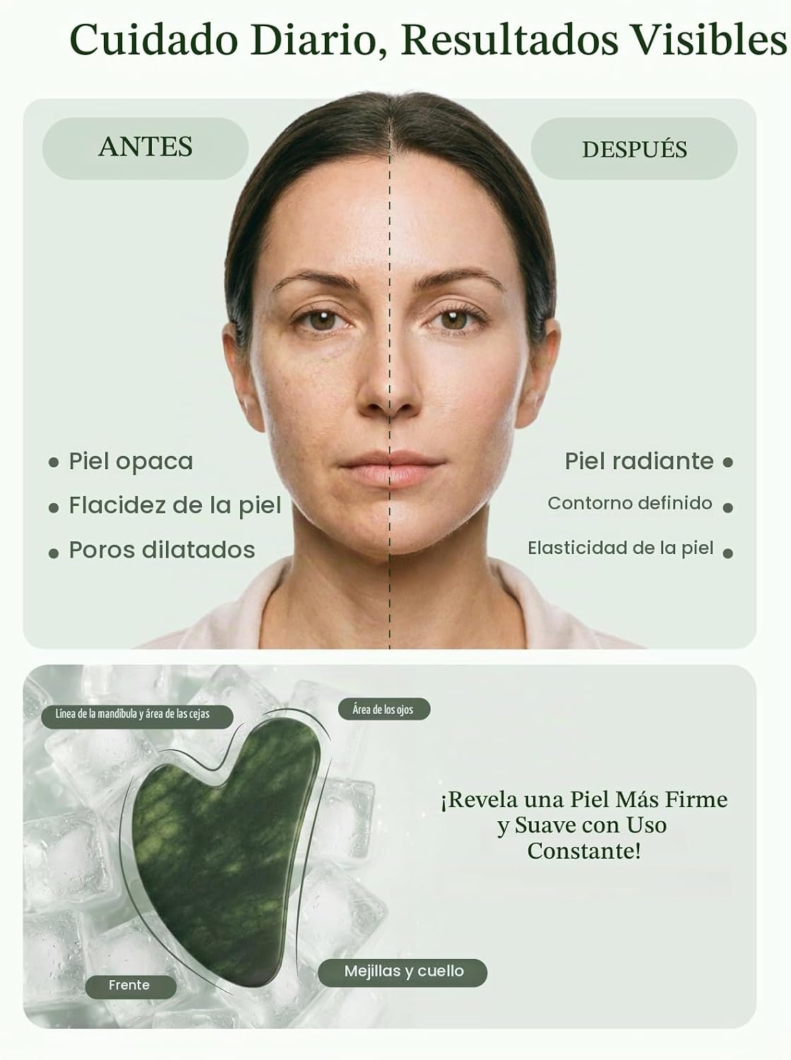 Rena Chris Gua Sha Herramientas Faciales, Herramienta Guasha Jade p...