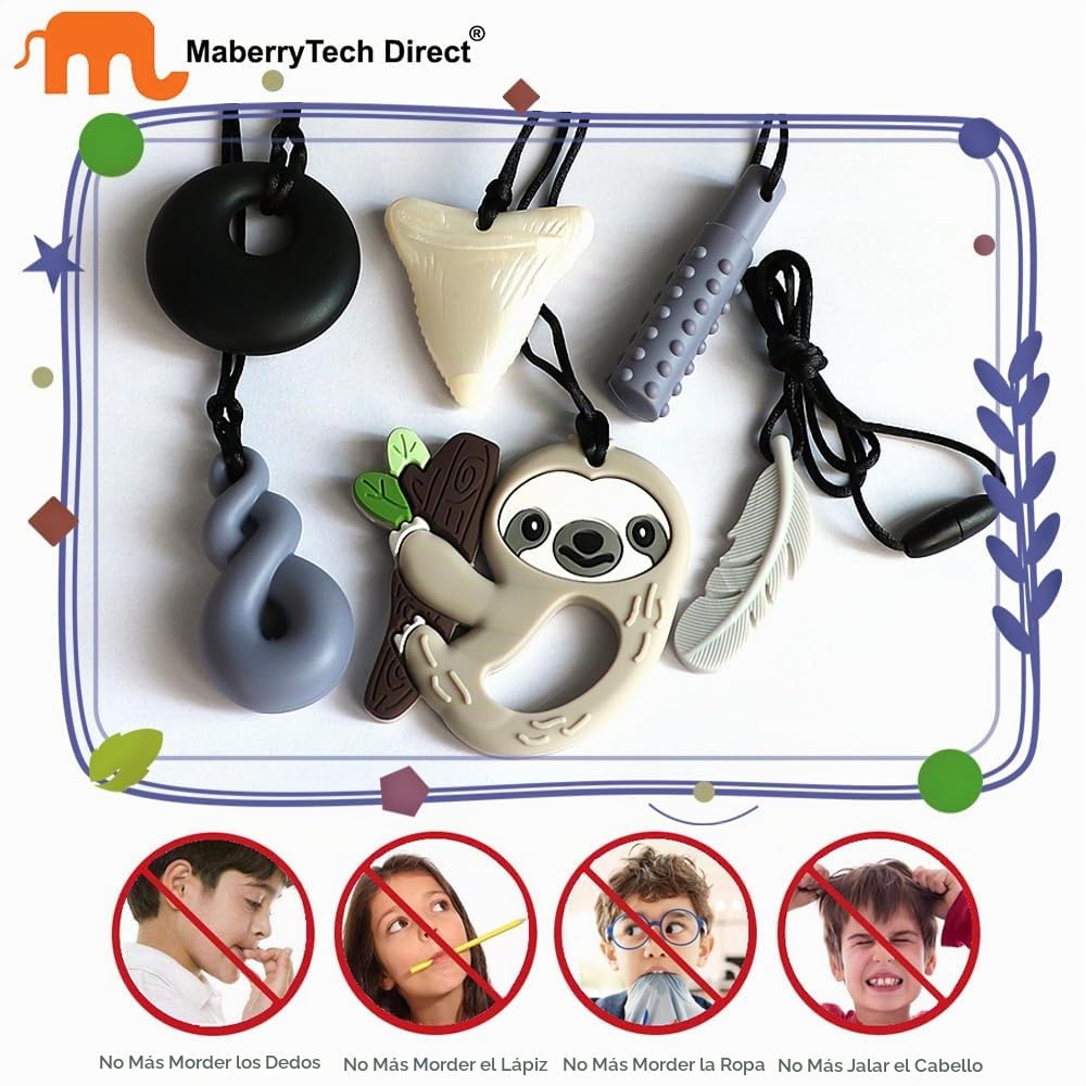 Collares masticables para niños sensoriales, paquete de 6 collares...