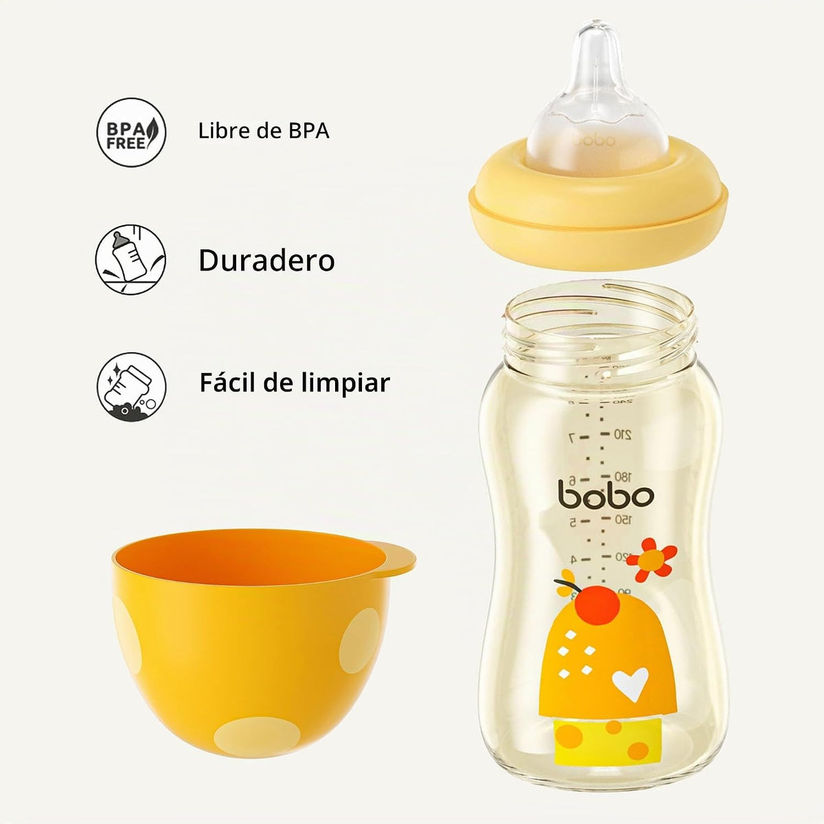 YOHKOH Biberón PPSU de cuello ancho para recién nacidos, biberón an...