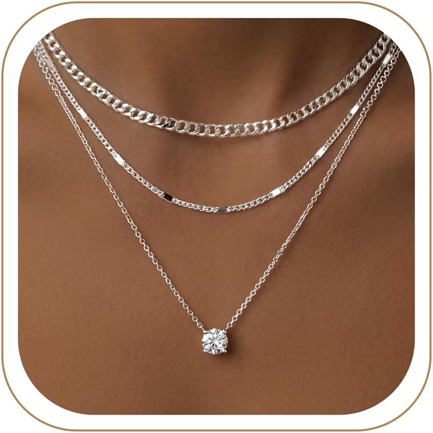 WomenGifts - Collares de oro en capas para mujer; delicado collar c...