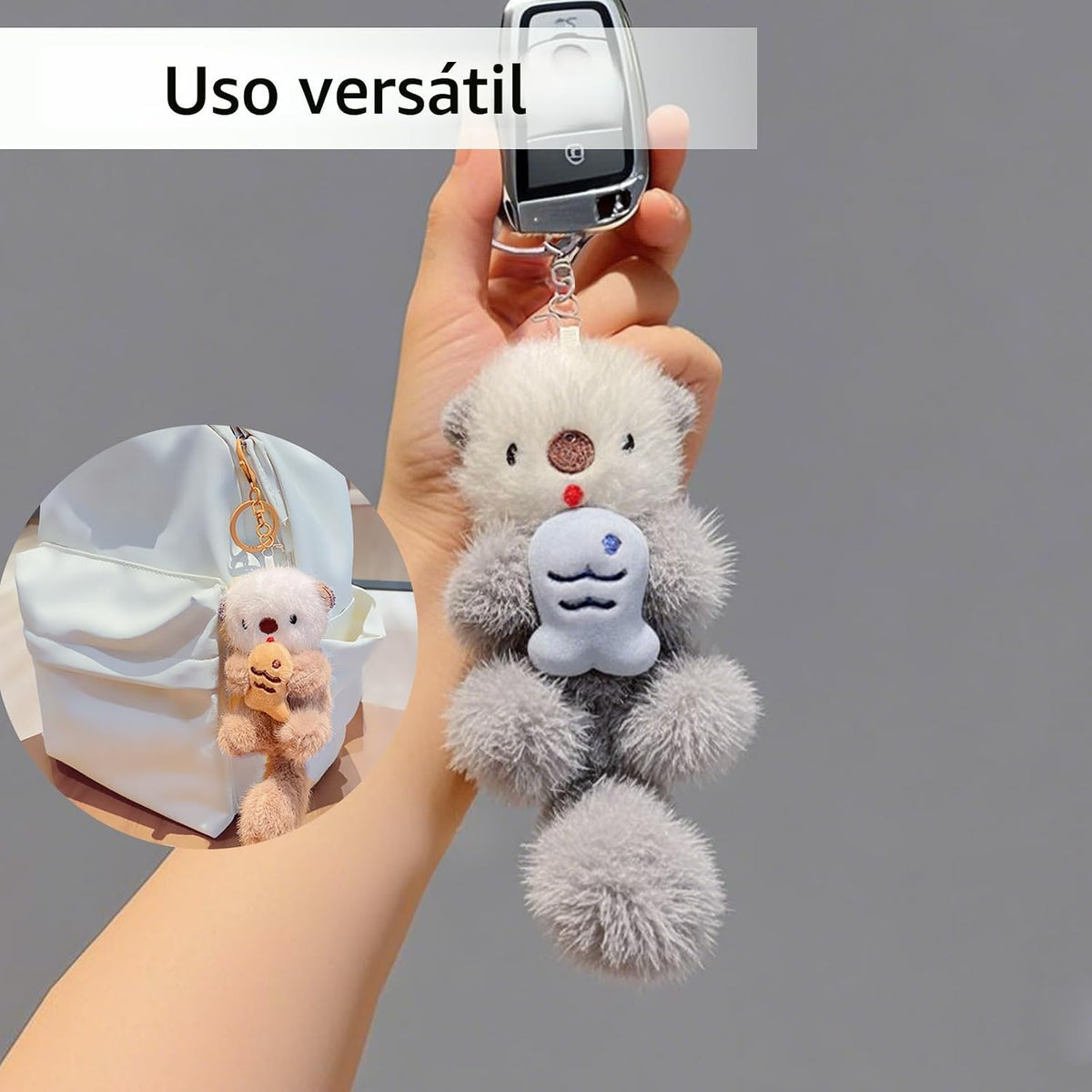 Llavero de peluche con dije de nutria para mujeres, adolescentes y...