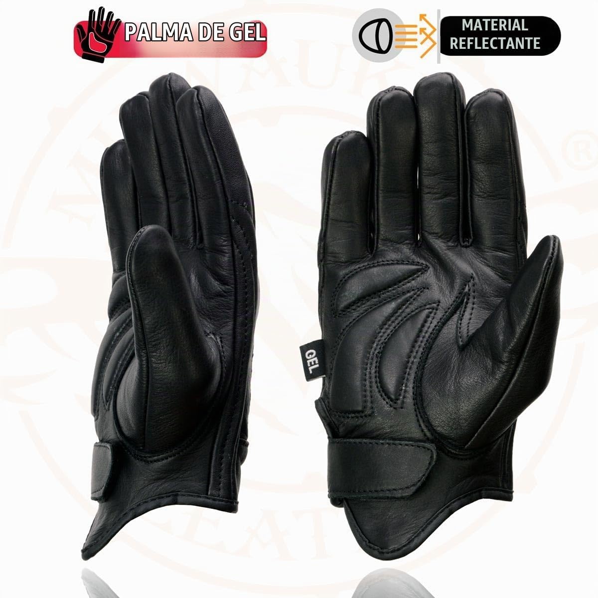 Milwaukee Leather Guantes de piel para hombre "Calavera reflect...