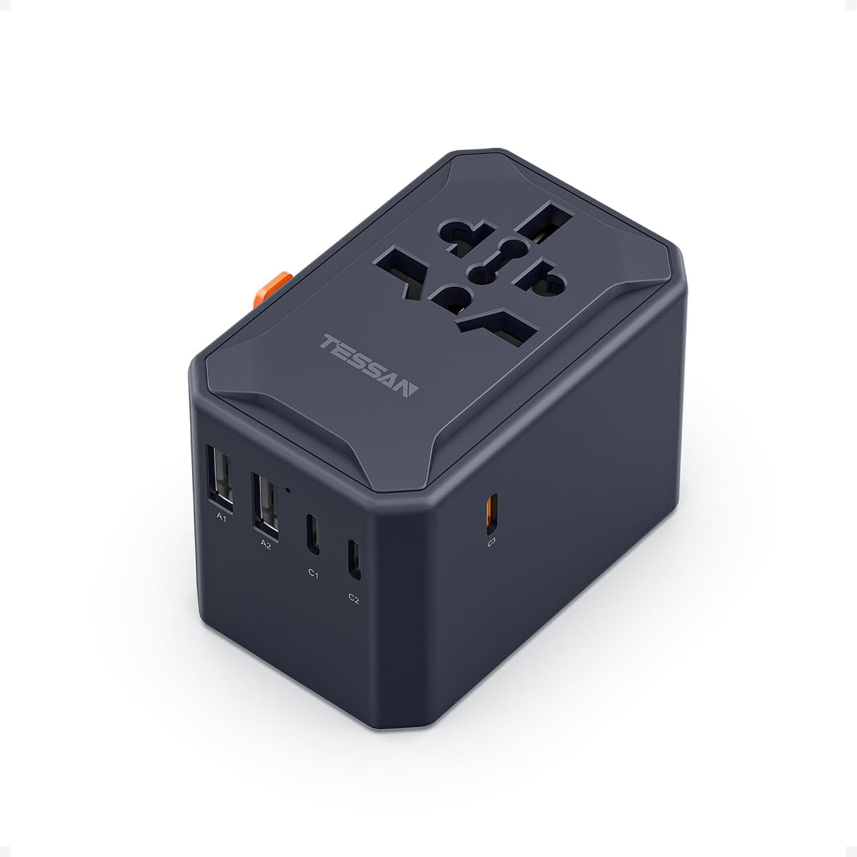TESSAN Adaptador universal de viaje, GaN 65W, negro | Adaptador de...