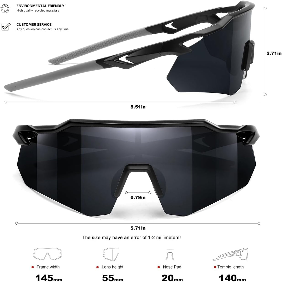 SEKKAF Gafas de sol deportivas polarizadas para hombres y mujeres,...