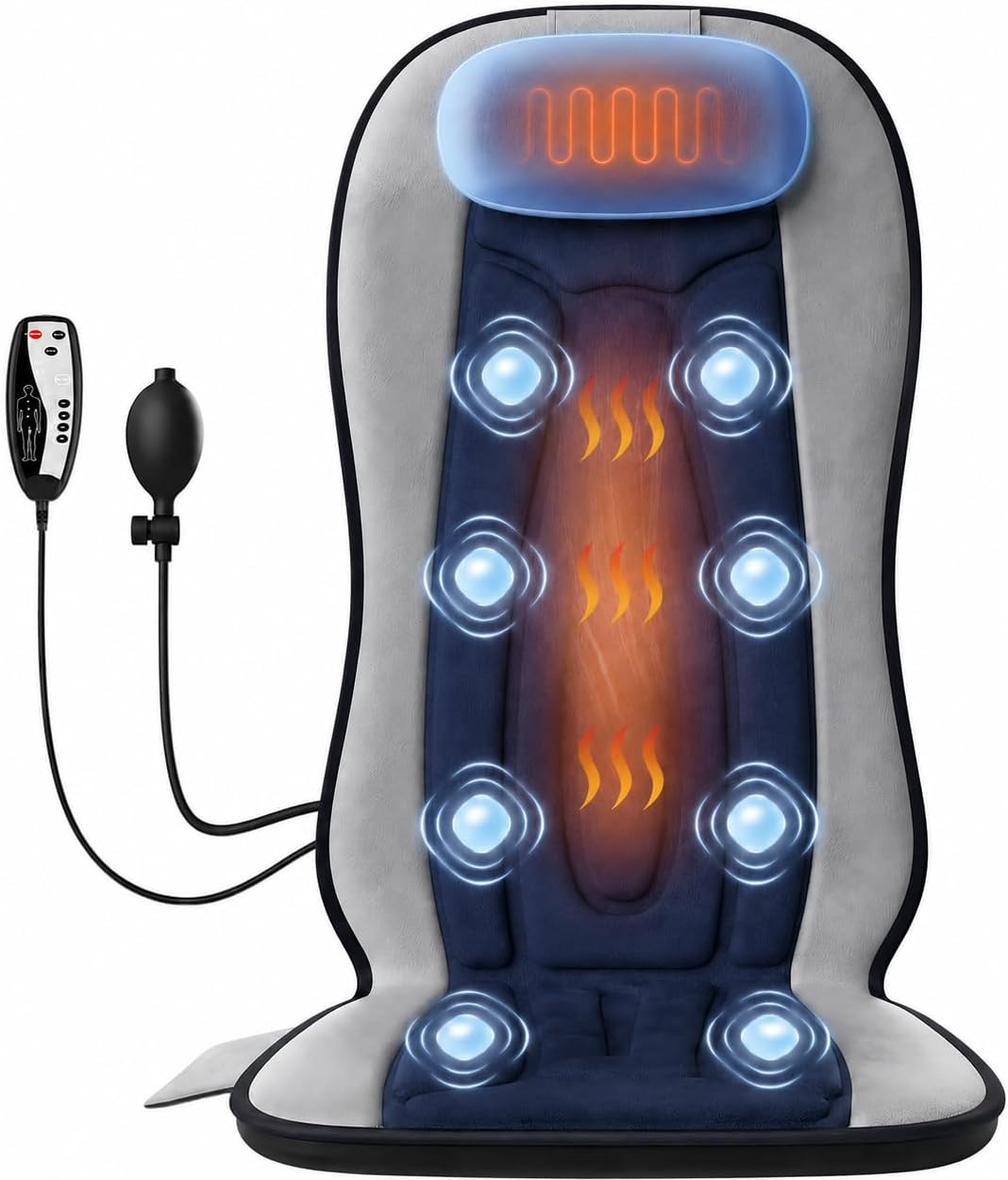 comrelax Masajeador de espalda de vibración para silla con calor, c...