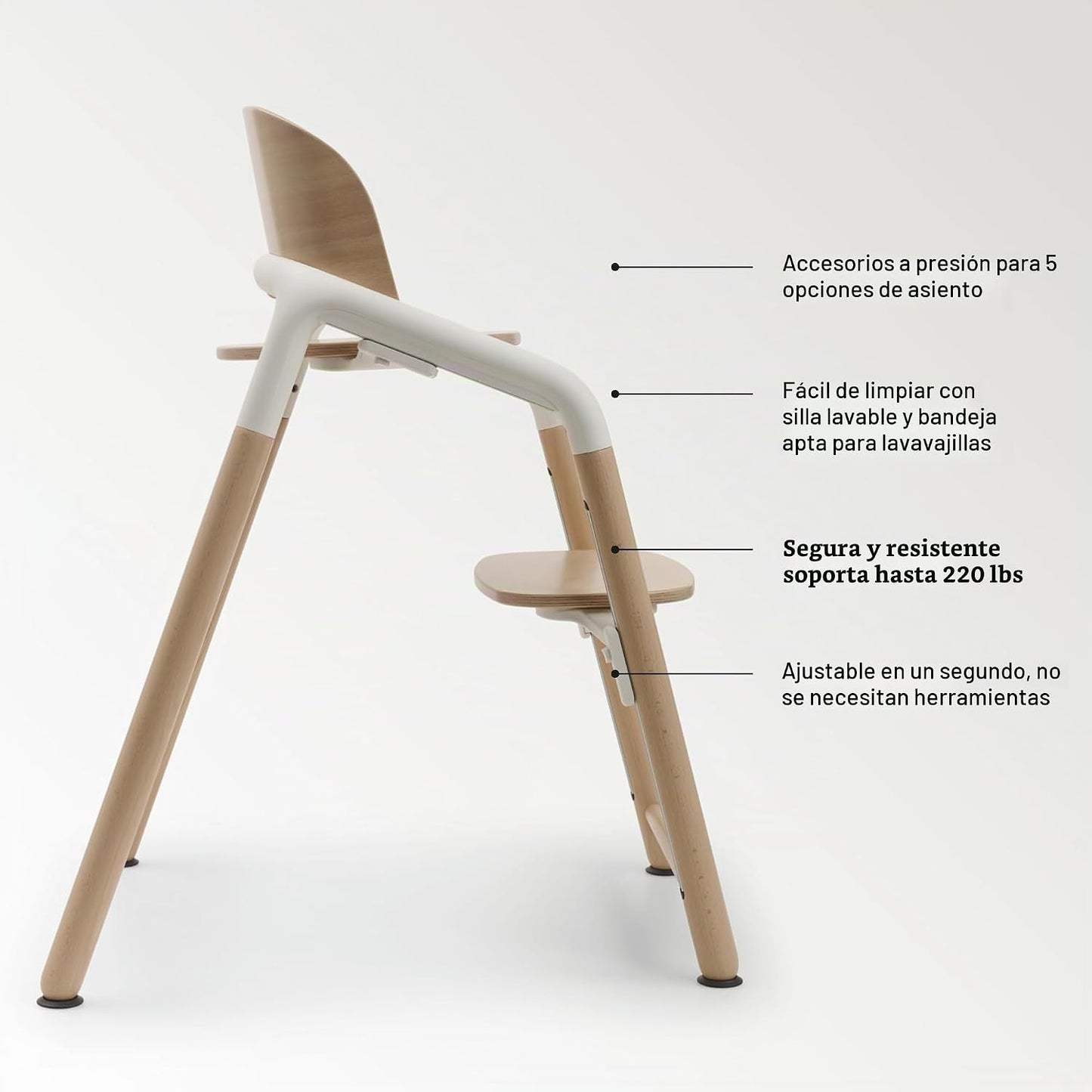 Bugaboo Giraffe - Silla alta de madera para bebé, ajustable en 1 se...