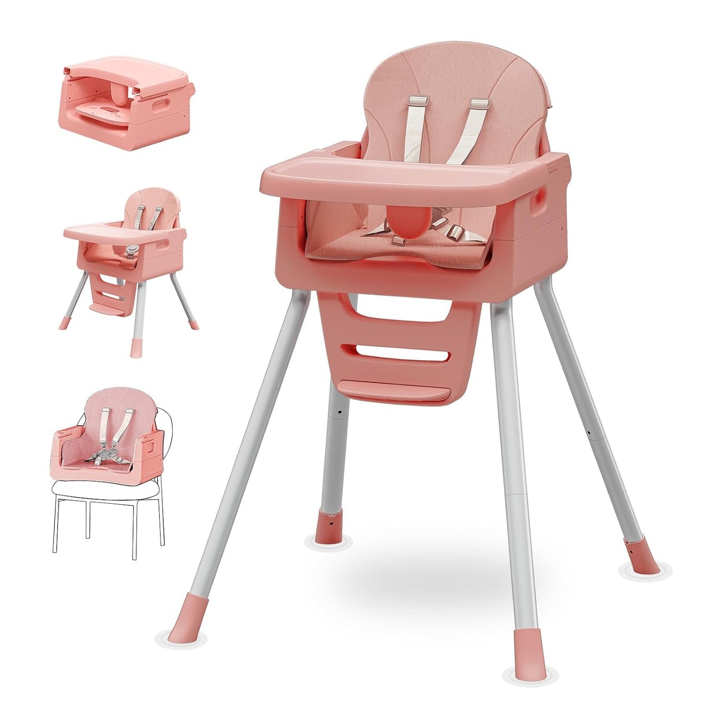 Silla alta 3 en 1 para bebés y niños pequeños, asiento y comedor de...