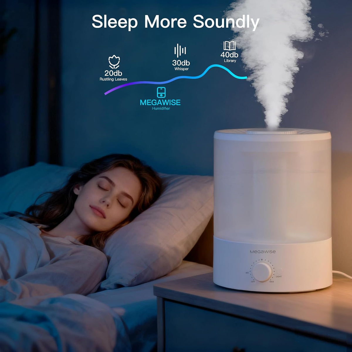 MEGAWISE Humidificador de niebla fría, humidificador ultrasónico co...