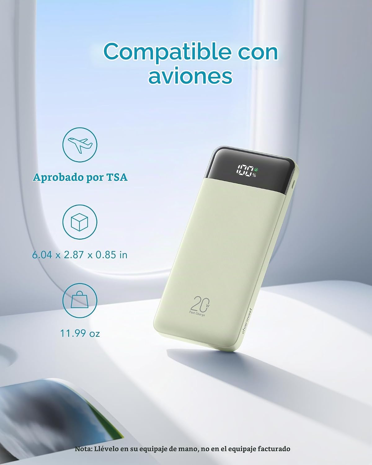 Charmast Cargador portátil de 20000mAh con cables incorporados, ban...