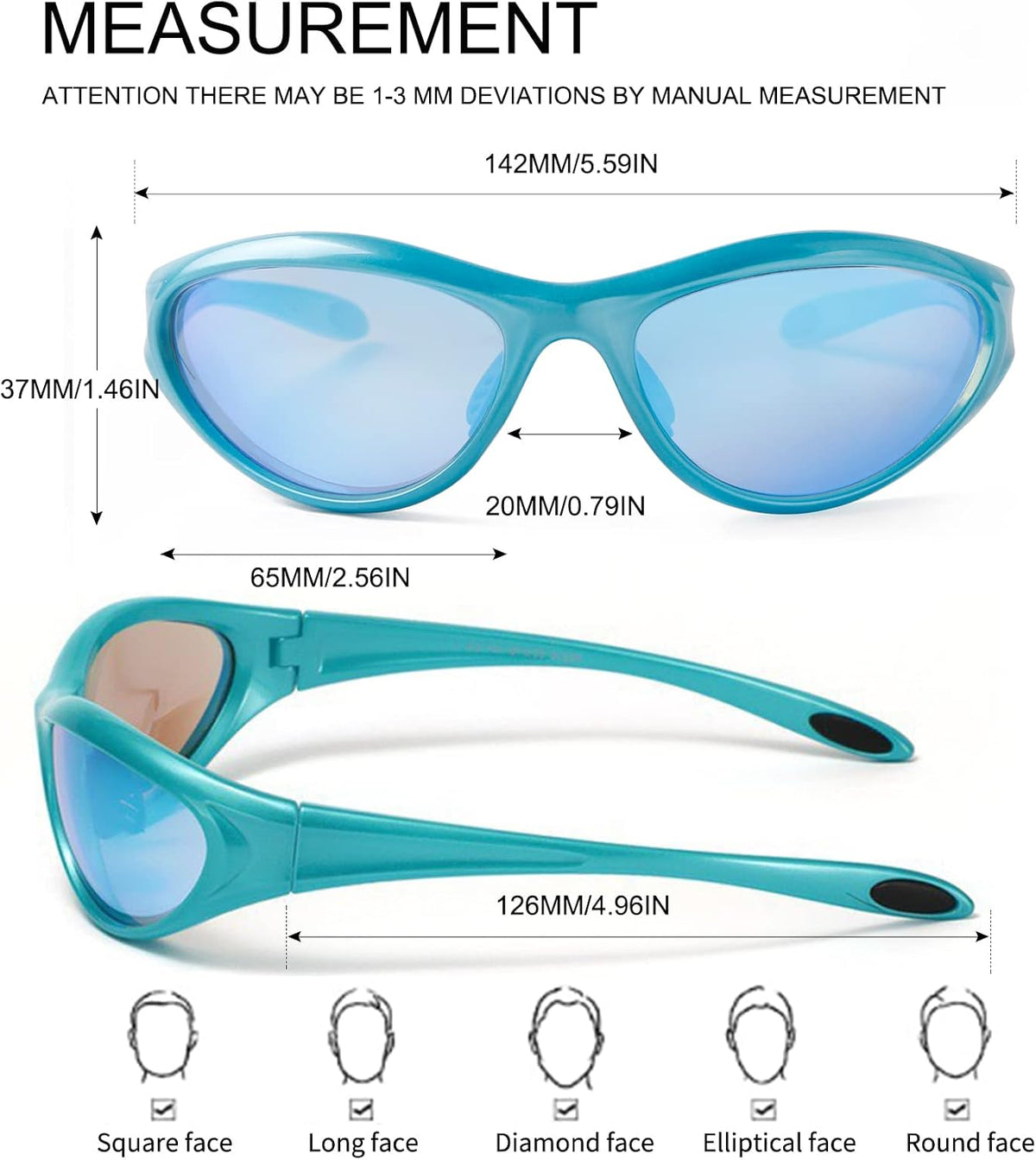 ADE WU Gafas de sol Y2K Rave de moda envolventes gafas de sol depor...