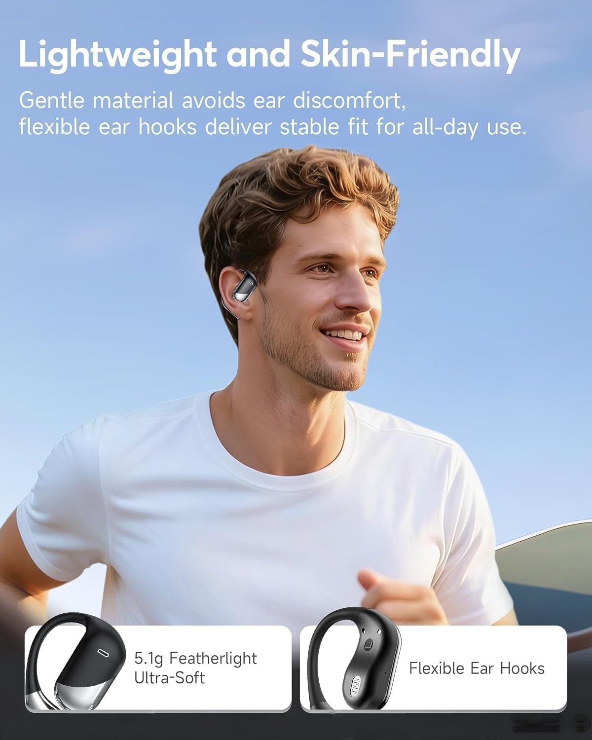 Auriculares ultra abiertos, auriculares Bluetooth de conducción óse...