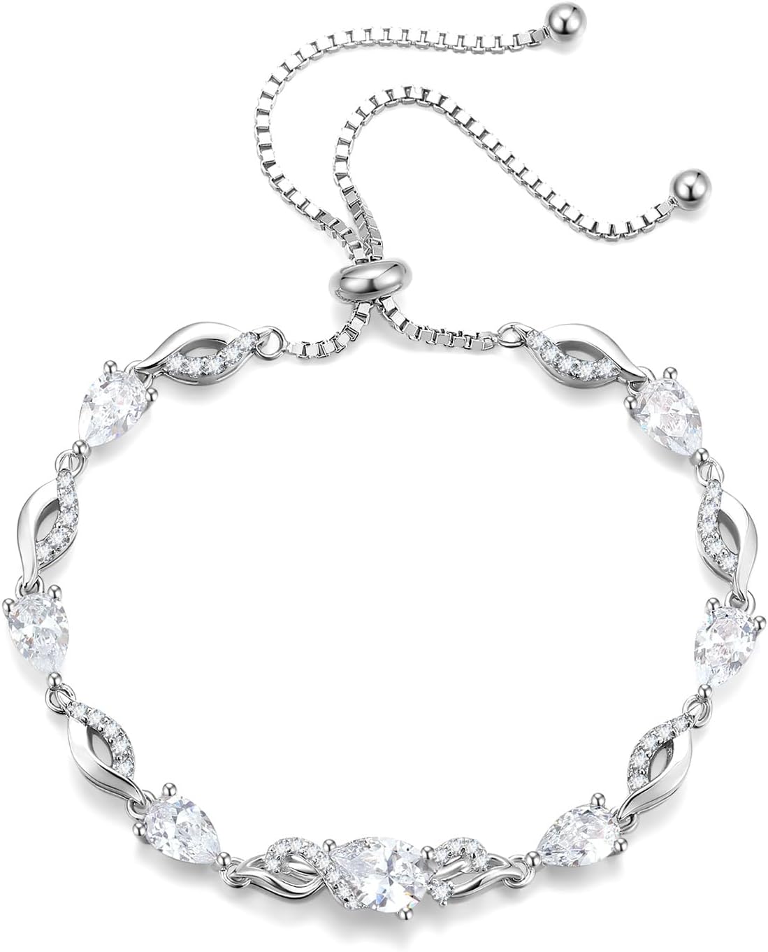 FANCIME Pulsera de piedra natal para mujer Pulsera de tenis ajustab...