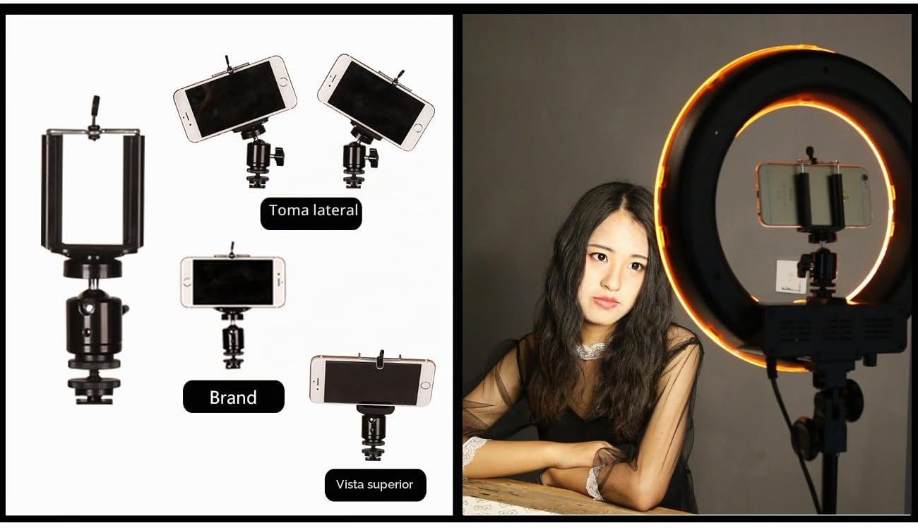 Espejo de anillo de luz de 240 LED para maquillaje con soporte para...
