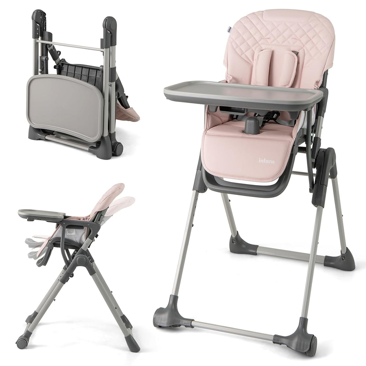 INFANS - Silla alta para bebé, silla alta convertible plegable port...