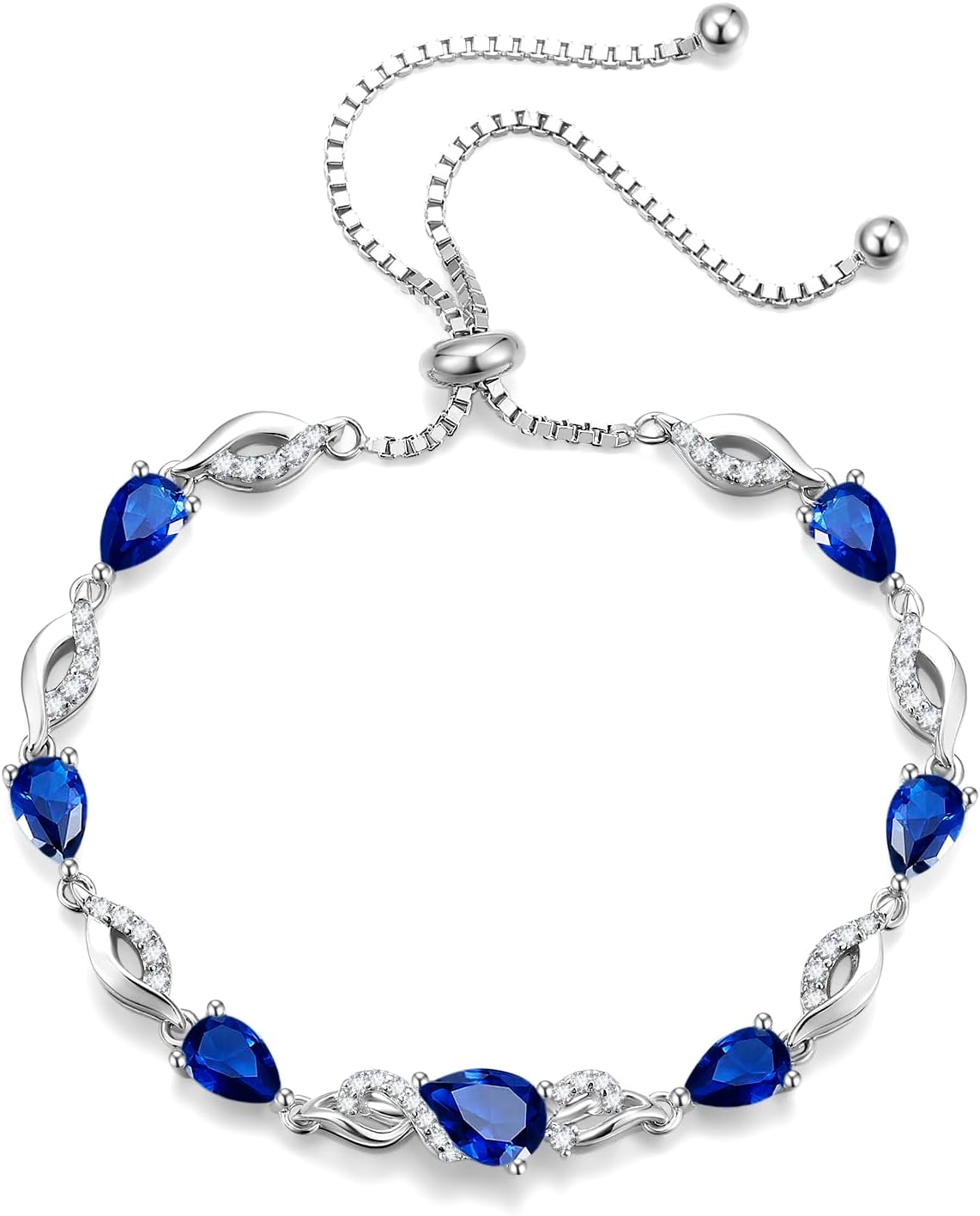 FANCIME Pulsera de piedra natal para mujer Pulsera de tenis ajustab...