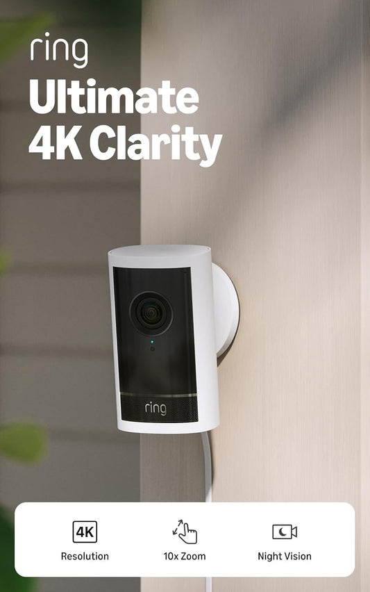 Cámara para exteriores 4K Ring Pro con enchufe (último modelo): vid...