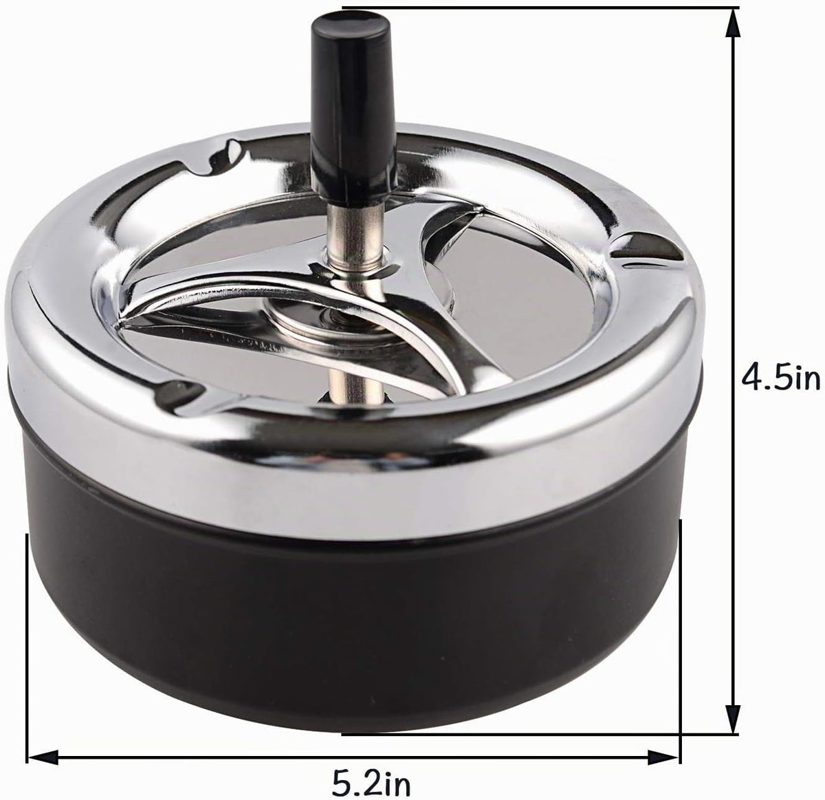 ONE250 Cenicero redondo de acero inoxidable moderno de mesa con ban...