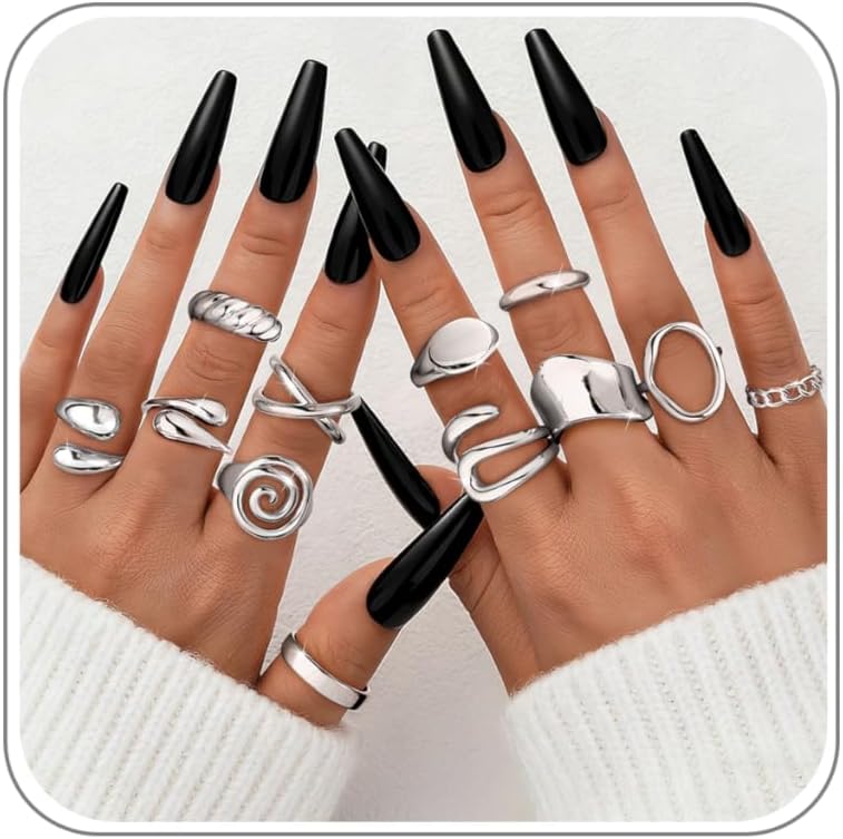 ZHESHY Anillos gruesos de oro para mujer, sin deslustre, chapados e...