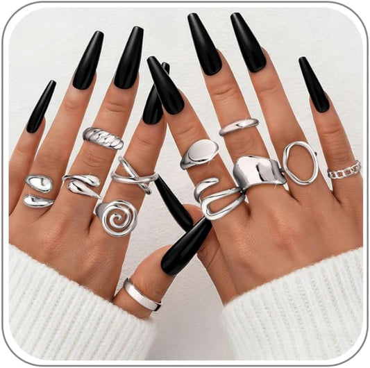 ZHESHY Anillos gruesos de oro para mujer, sin deslustre, chapados e...