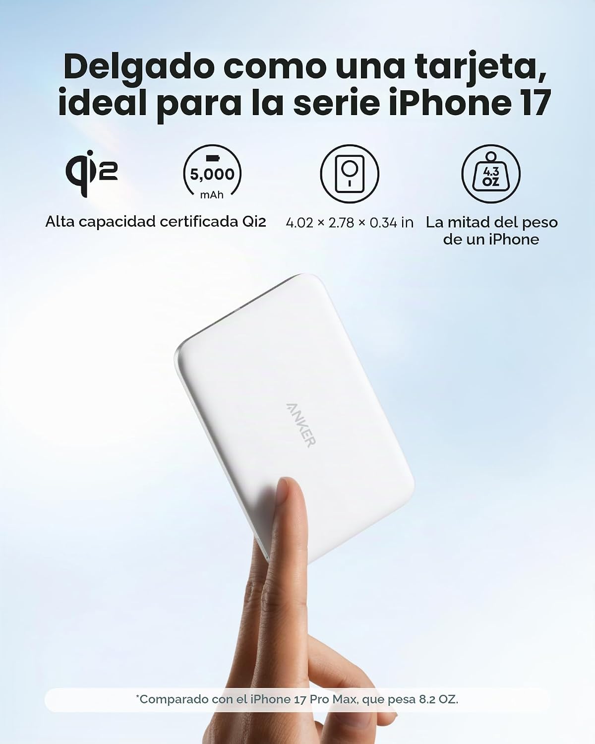 Anker Nano Power Bank, Batería de Carga Magnética Inalámbrica de 5,...