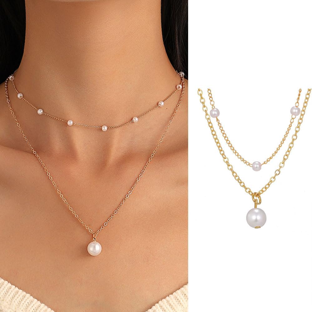 Myofeng - Juego de 16 collares de oro para mujer, chapado en oro de...