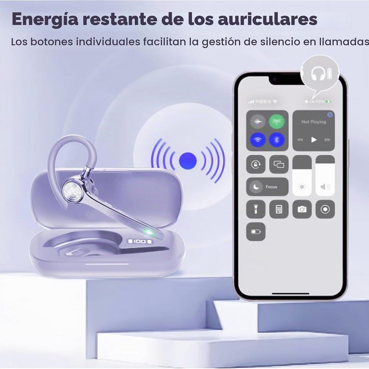 Auriculares Bluetooth HEIBAS, auricular inalámbrico con micrófono p...