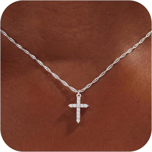 JPLJMM Collar de cruz de plata de ley S925 para mujer – Collar con...