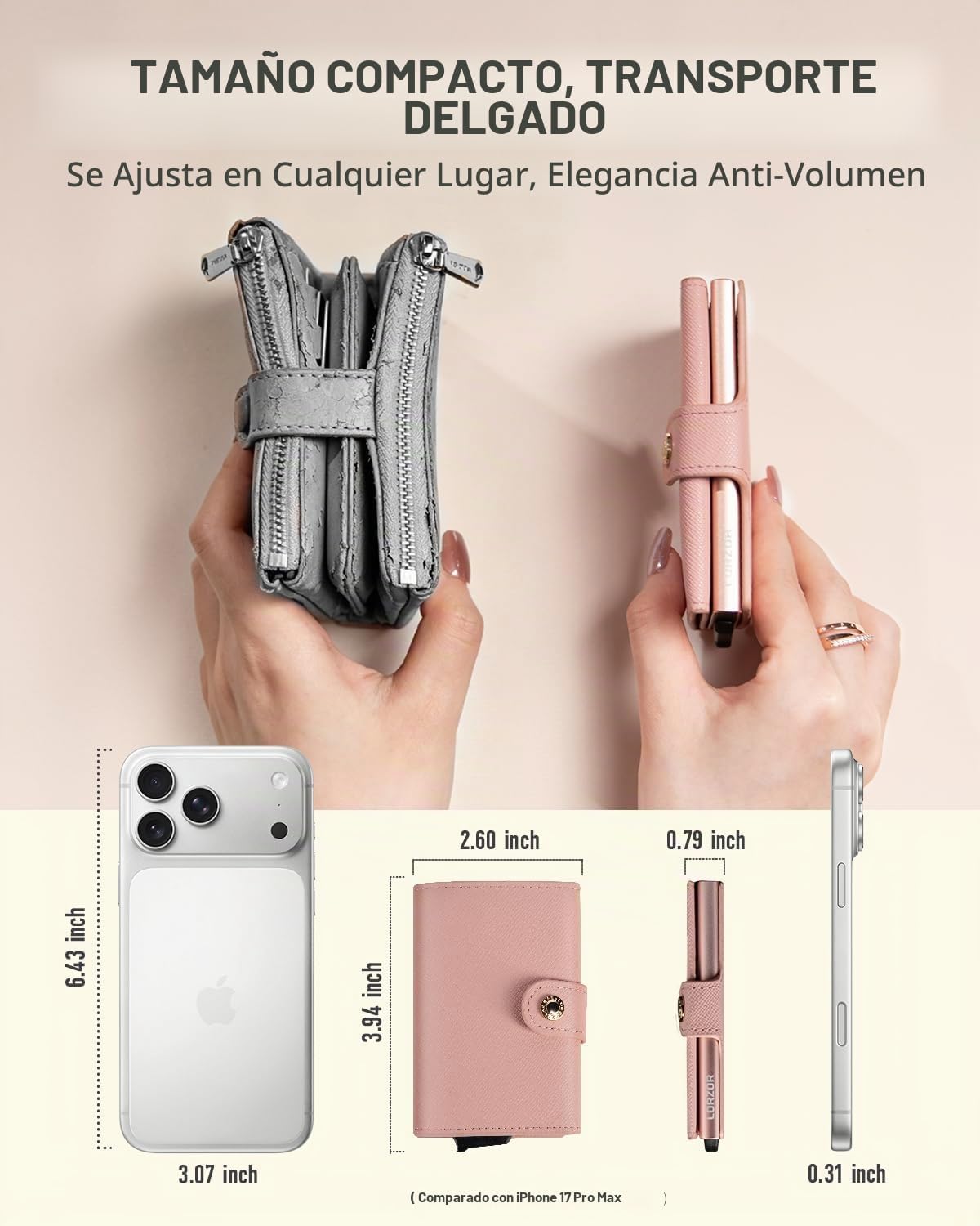 LORZOR Cartera de mujer con bloqueo RFID para mujer, tamaño pequeño...