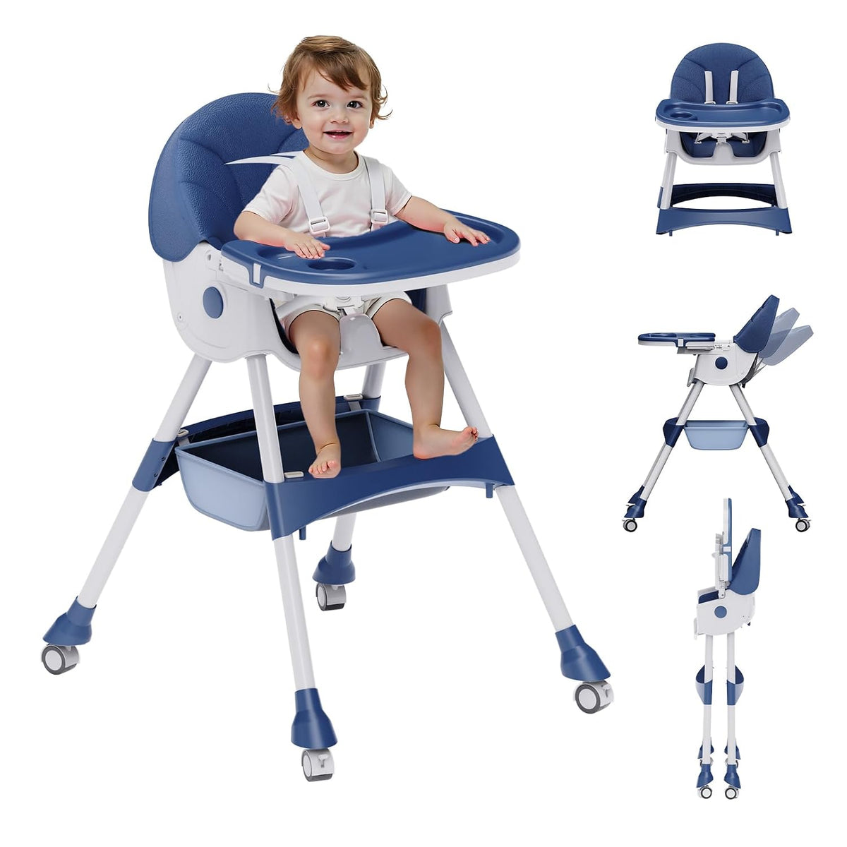 Sillas altas para bebés y niños, 4 en 1, silla alta para bebé conve...