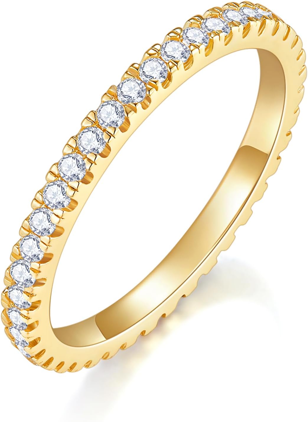 MINDDHA Chapado en oro de 14 quilates - Anillos de eternidad apilab...