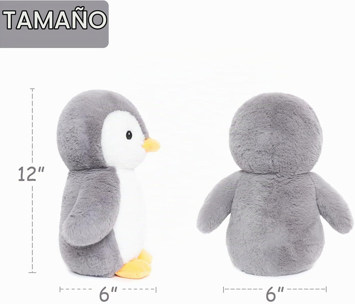 WEIGEDU Peluche de pingüino rey con ojos bordados, juguetes de pelu...