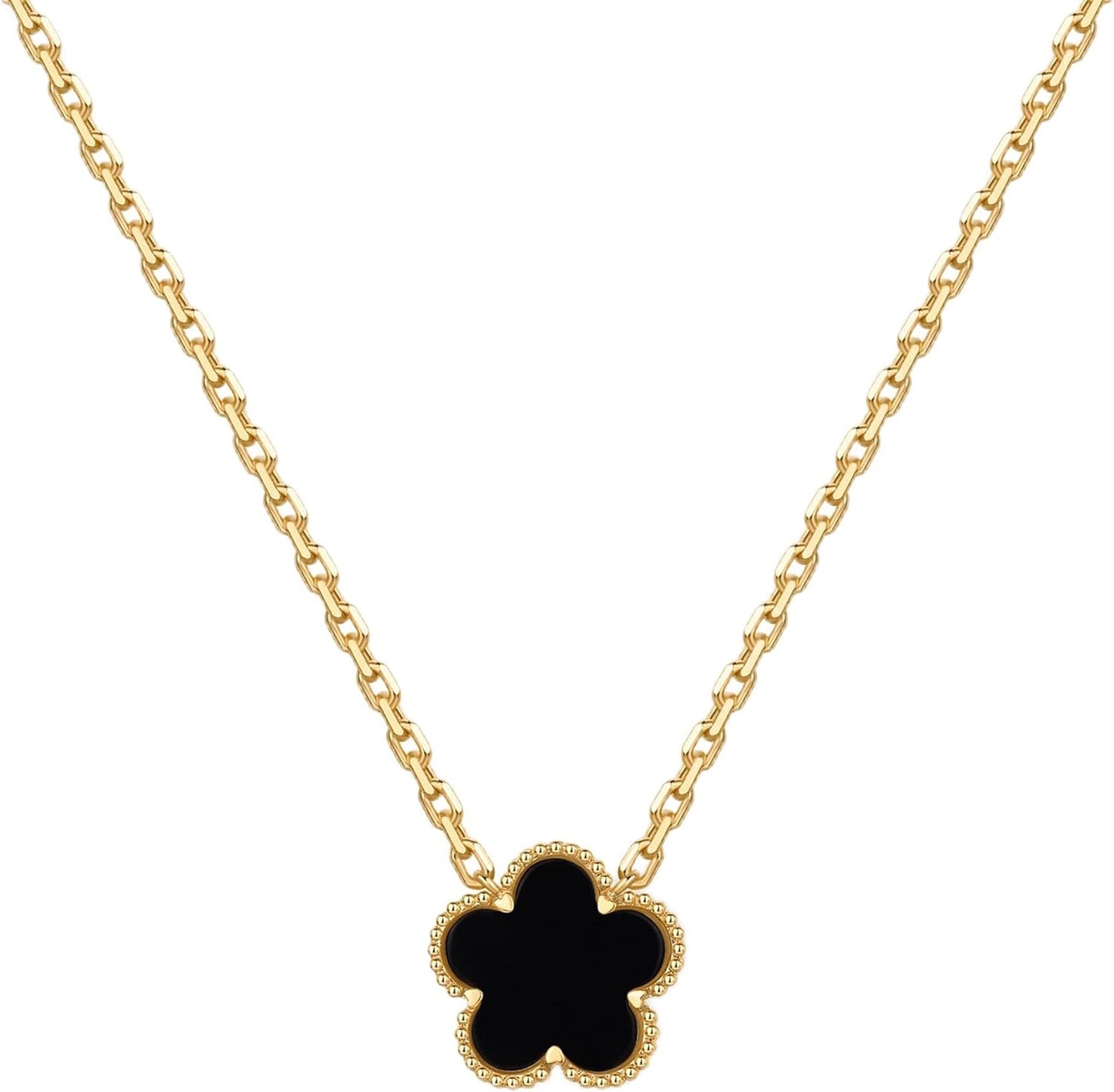 PAVOI Collares de trébol chapados en oro de 14 quilates para mujer...