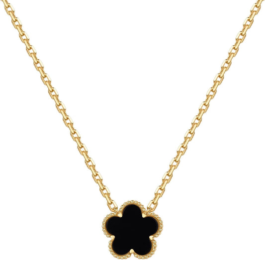 PAVOI Collares de trébol chapados en oro de 14 quilates para mujer...