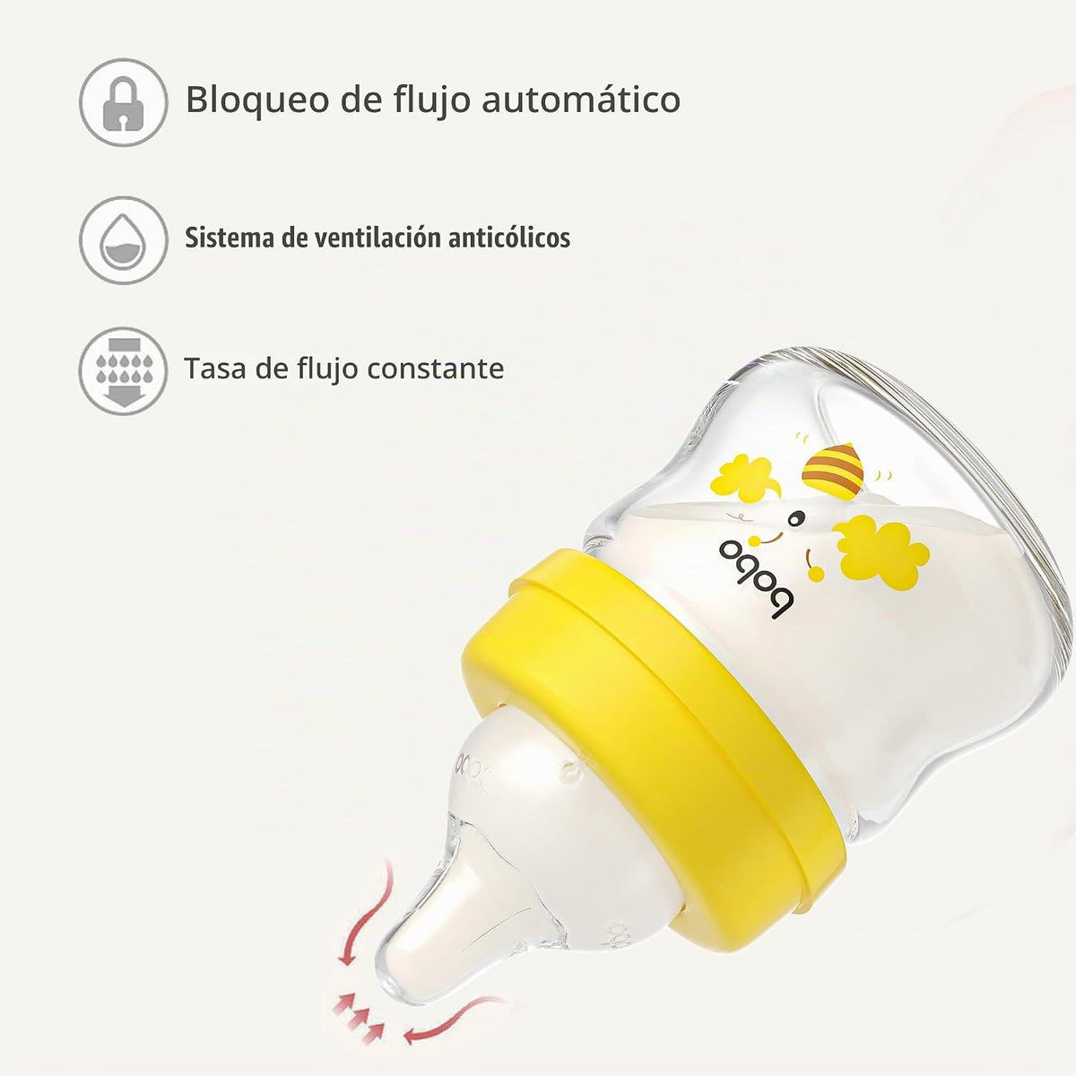 YOHKOH Biberones de vidrio con tetina de flujo lento, biberones ant...
