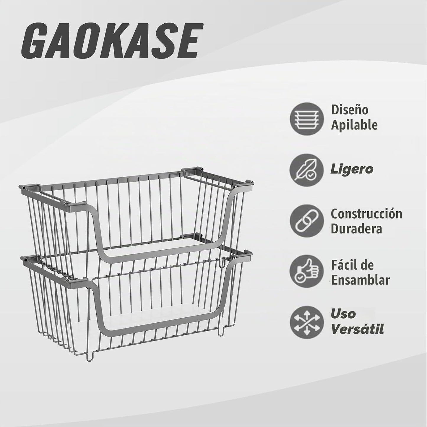 GAOKASE 4 Cestas de Alambre Apilables para Organizadores y Almacena...