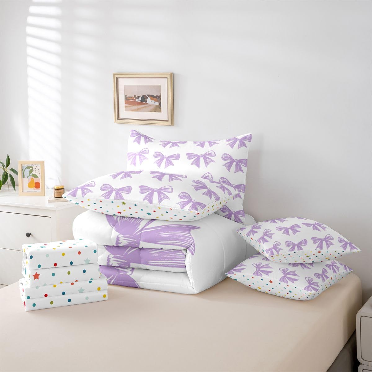 Erosebridal Lindo juego de cama con lazo en una bolsa, tamaño Twin,...