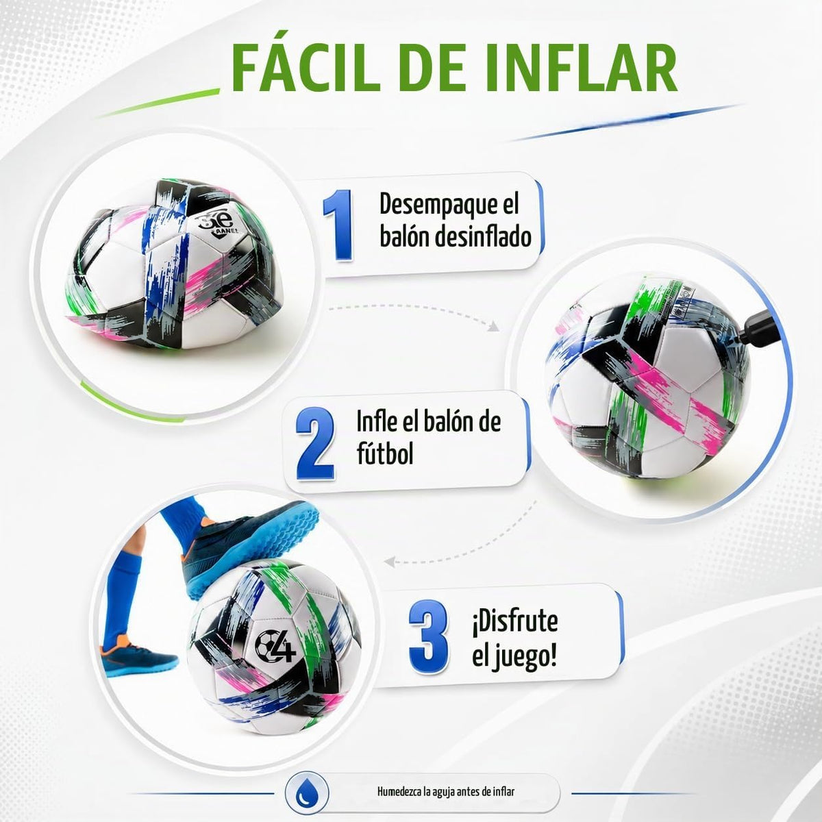 Innotoys Balón de fútbol tamaño 5, tamaño 4, tamaño 3, desinflado,...