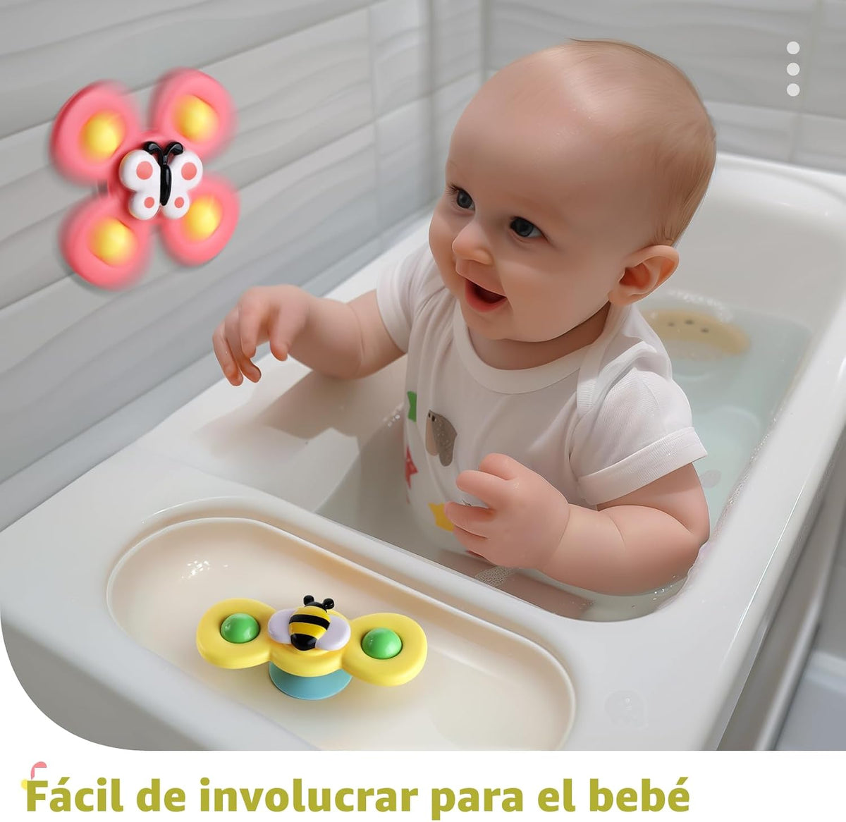 3 piezas Juguetes giratorios de ventosa para niños de 1 a 2 años, J...