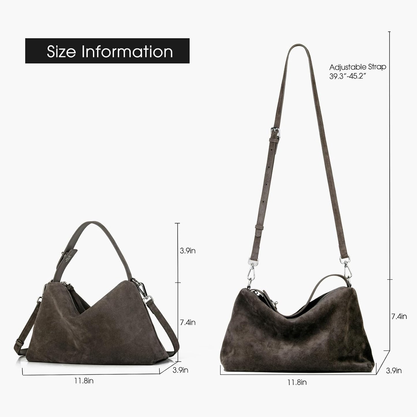 DONNAIN Bolsos cruzados de piel de ante premium para mujer y bolso...
