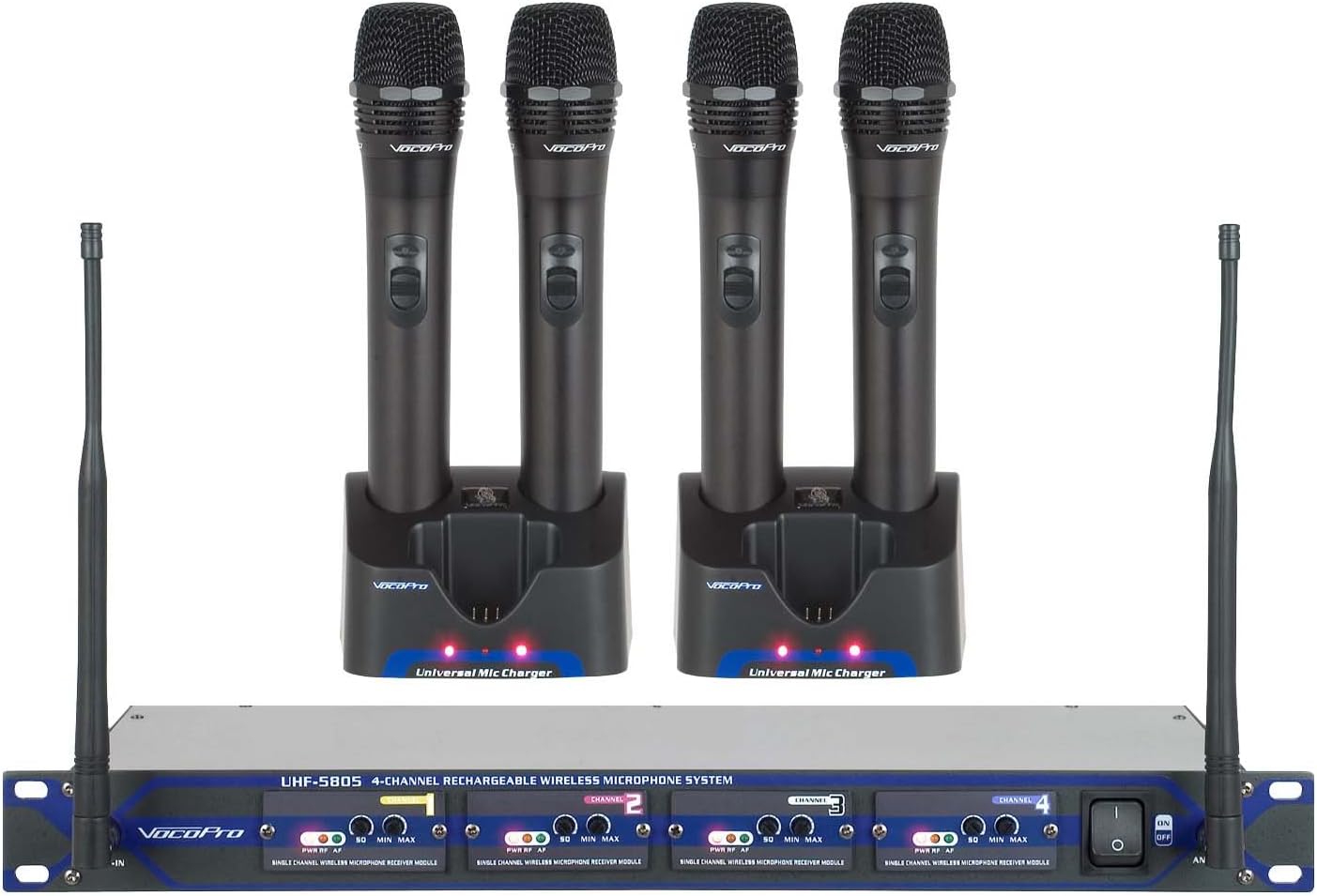 VOCOPRO UHF580510 Sistema de micrófono inalámbrico UHF recargable p...