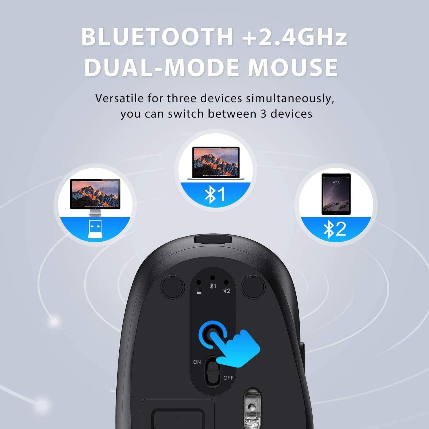 iClever Combo de teclado y mouse Bluetooth DK03, tamaño completo de...