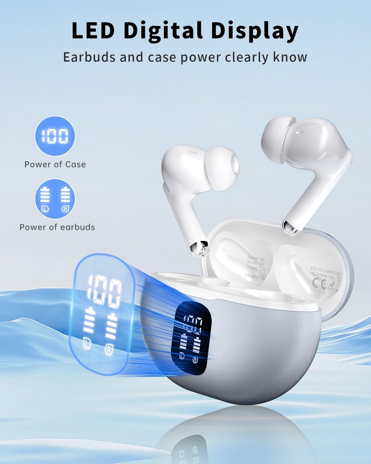 Auriculares inalámbricos, Bluetooth 5.4 auriculares estéreo con gra...