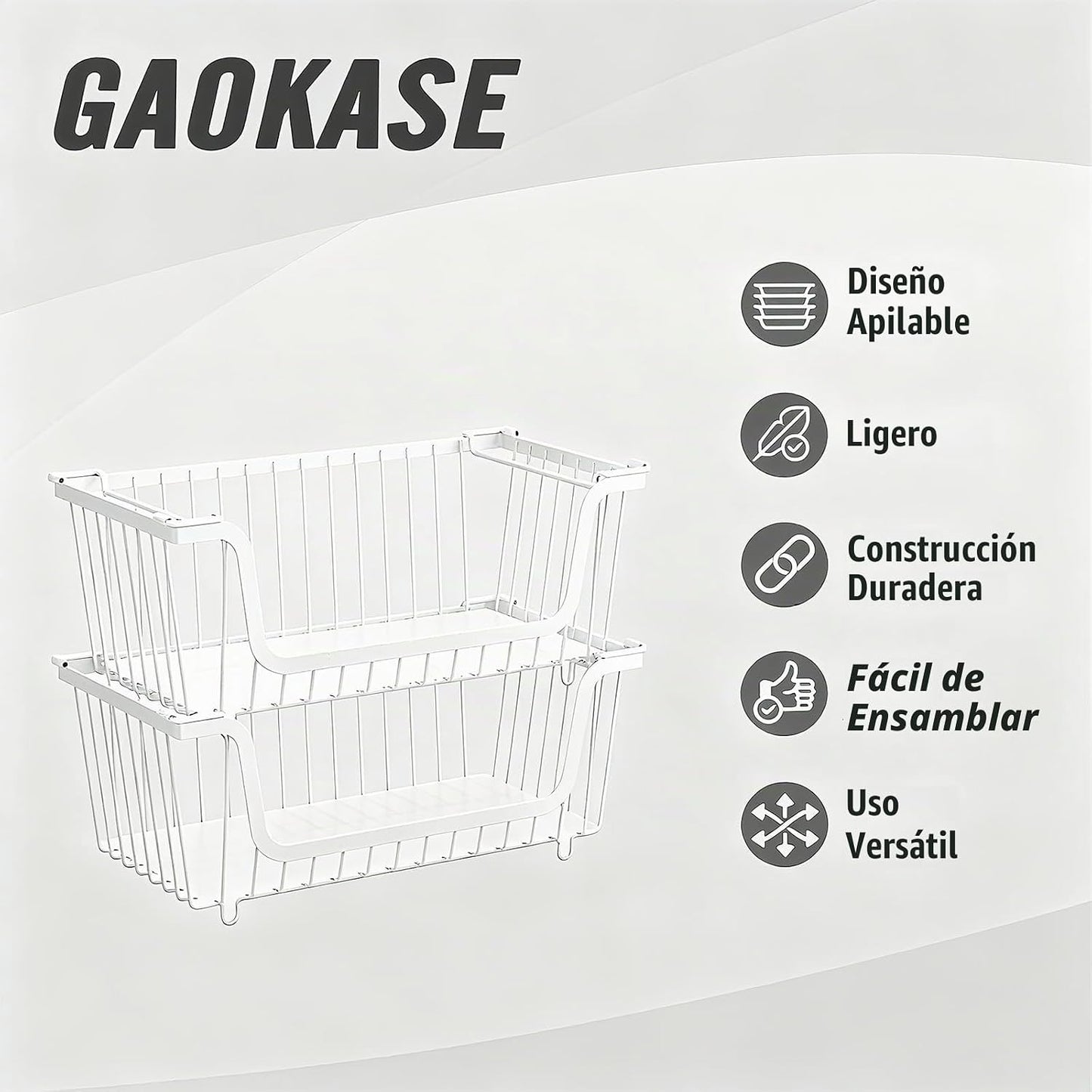 GAOKASE 4 Pzas Cestas de Alambre Apilables para Organizadores y Alm...