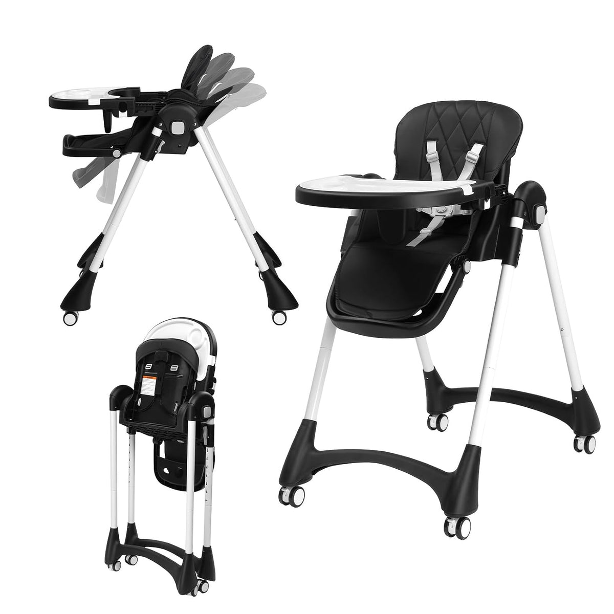 JOYMOR Trona plegable para bebé, Trona convertible 4 en 1 para come...