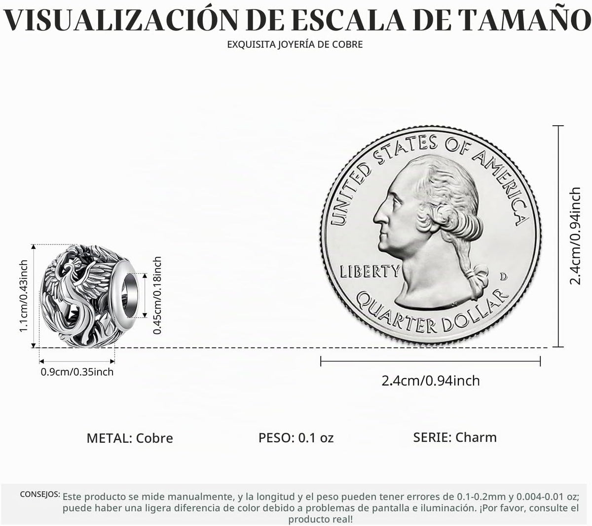 MUNDELL Abalorio con forma de corazón de mamá chapado en oro blanco...