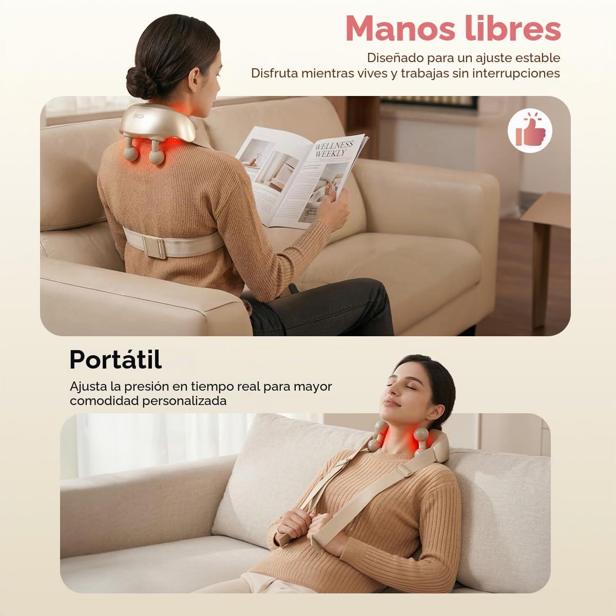 SKG Masajeador de cuello H7 Ultra para aliviar el dolor de tejido p...