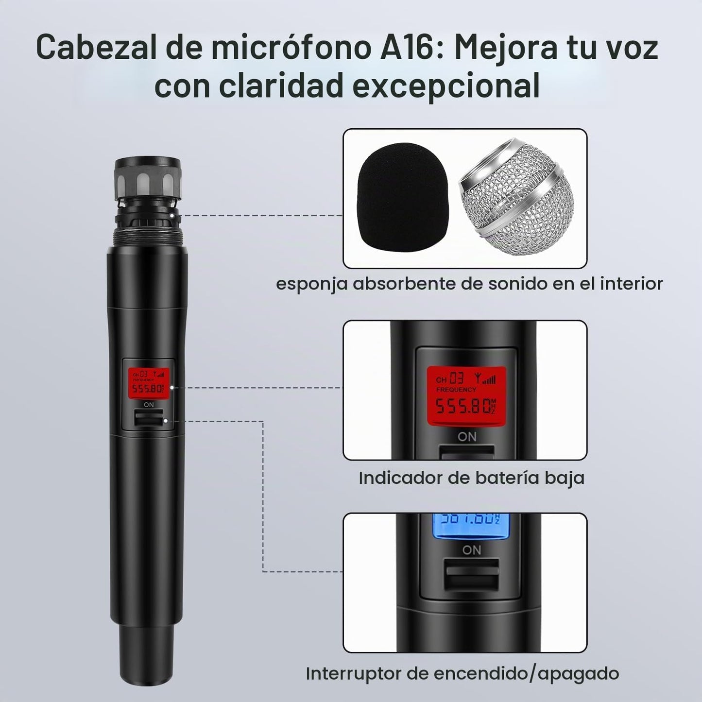 innopow Sistema de micrófono inalámbrico, juego de micrófono inalám...
