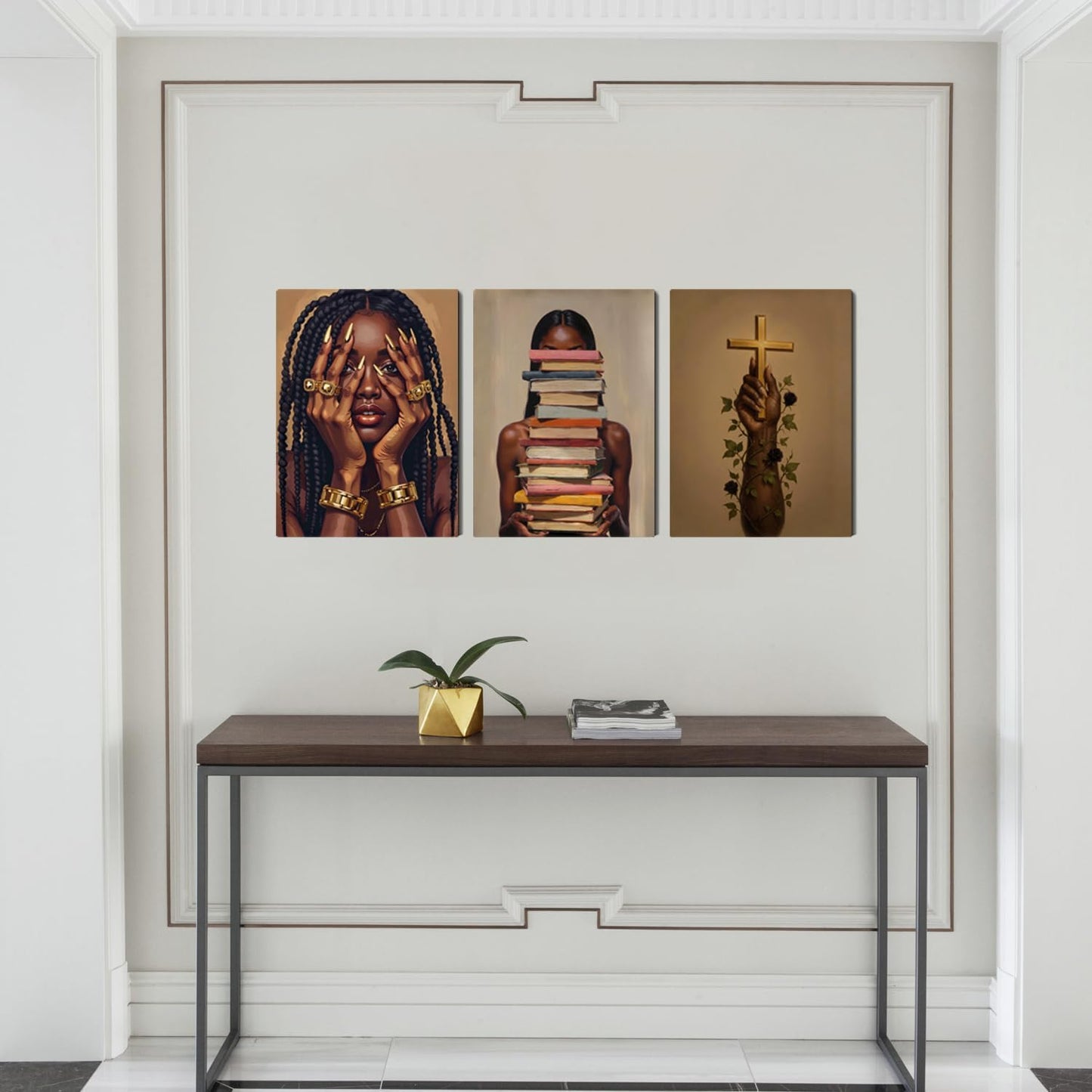 Lienzo decorativo para pared de mujer negra, juego de 3 pósteres en...